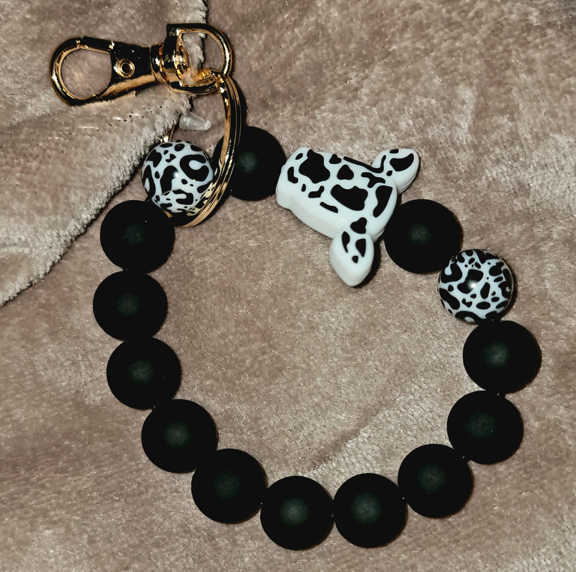 Bead Keychains Black Cow by The Rustic Redbud Boutique | The Rustic Redbud Boutique