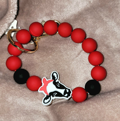 Bead Keychains Red and Black Cow by The Rustic Redbud Boutique | The Rustic Redbud Boutique