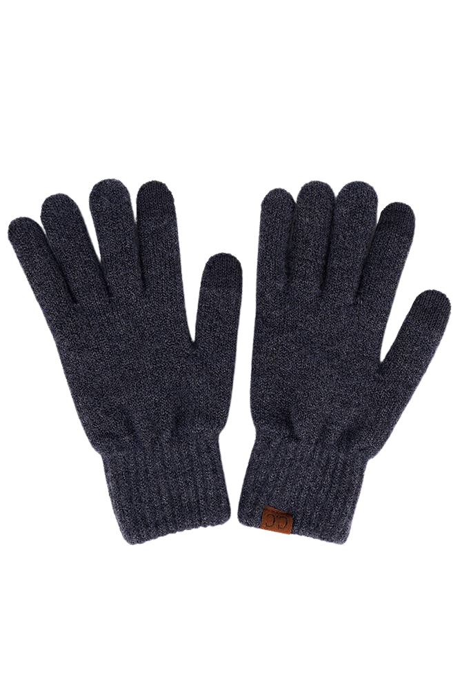 C.C Heather Knit Plain Gloves - Gray Apparel & Accessories by The Rustic Redbud | The Rustic Redbud Boutique