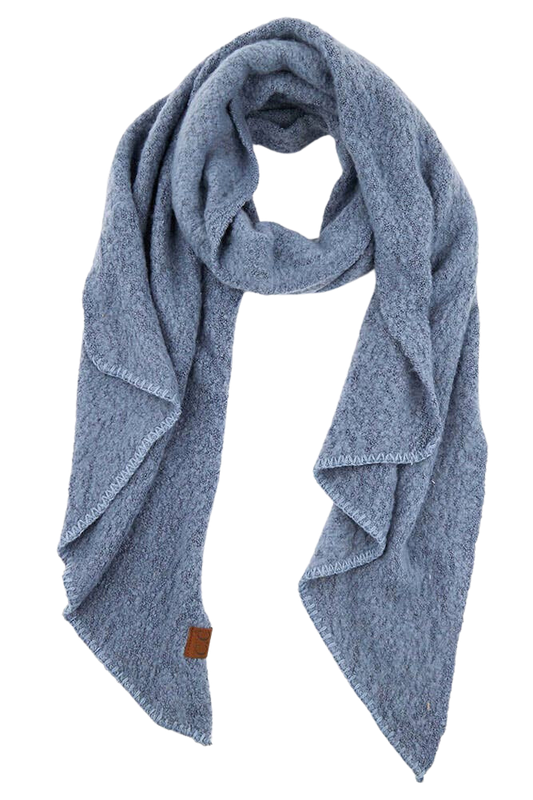C.C Whipstitched Edging Bias Cut Scarf - Blue Apparel & Accessories by The Rustic Redbud | The Rustic Redbud Boutique