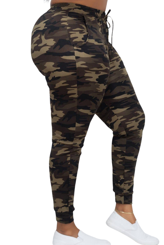 Curvy Camo Drawstring Waist Jogger Pants 3XL Pants by Faire | The Rustic Redbud Boutique