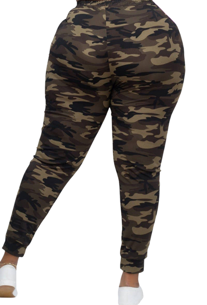 Curvy Camo Drawstring Waist Jogger Pants 3XL Pants by Faire | The Rustic Redbud Boutique
