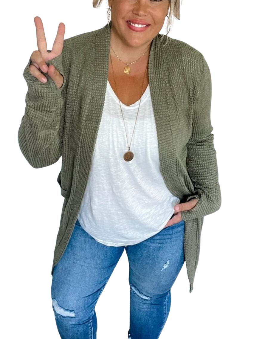Curvy Lola Knit Cardigan - Sage Clothing by The Rustic Redbud | The Rustic Redbud Boutique