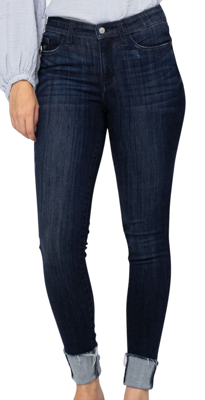 Judy Blue Curvy Midrise Cuffed Skinny Tall Jeans jeans by The Rustic Redbud | The Rustic Redbud Boutique