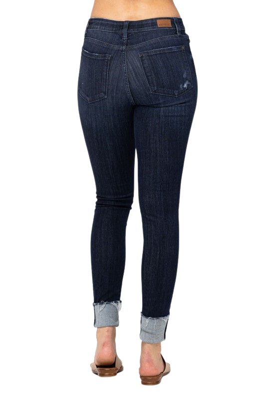 Judy Blue Curvy Midrise Cuffed Skinny Tall Jeans