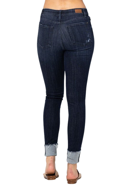 Judy Blue Curvy Midrise Cuffed Skinny Tall Jeans