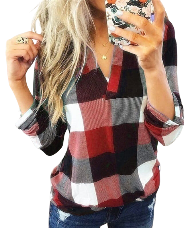 Plaid V-Neck 3XL Shirts & Tops by The Rustic Redbud | The Rustic Redbud Boutique